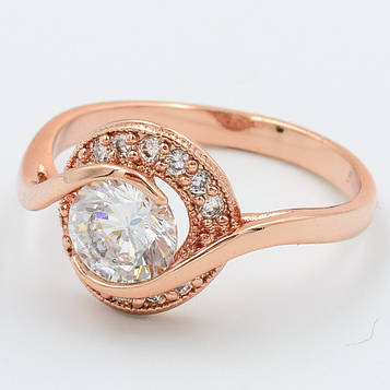 XUPING Кільце ПозолотаРО білий циркон у круглій оправі, Розмір 16.5