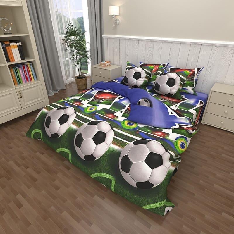 Простирадло 150х220 (Бязь) | Полуторне простирадло від виробника "Королева Ночі" | Футбол, М'ячі, фото 1