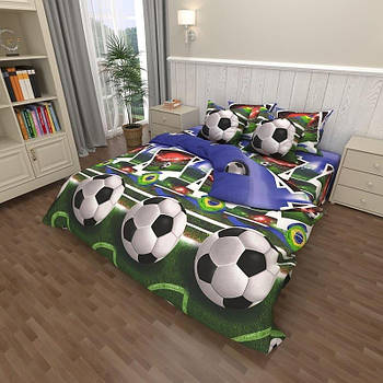 Постільна білизна Королева Ночі (Бязь) | Полуторний комплект | 50х70 | Футбол, М'ячі