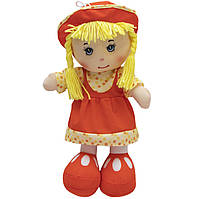 Мягкая игрушка кукла с вышитым лицом, 36 см, оранжевое платье (860821)