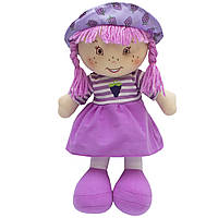 Мягкая игрушка кукла с вышитым лицом, 36 см, фиолетовое платье (860876)