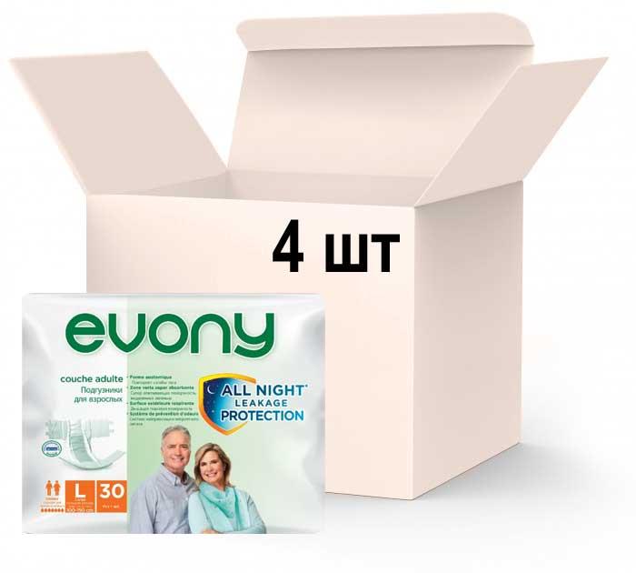 Коробка підгузників для дорослих Evony 3 Large 4 пачки х 30 шт 9 капель