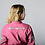 Жіноча туніка з довгим рукавом, з пояском, вишивка - квітки, тканина онікс, колір - темно - рожевий, фото 7