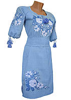 Яркое вышитое платье для девушки-подростка с растительным орнаментом Блакитна