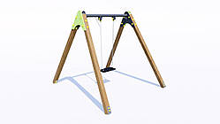 Гойдалки на дерев'яних стійках одномісна