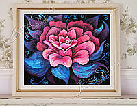 Картина живопись на холсте нежно розовая роза цветок акрилом холст на картоне 25 х 30 см Художник Инесса