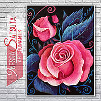 Розовые розы картина живопись на холсте акрилом цветы в саду миниатюра с цветами 15 х 20 см Художник Инесса