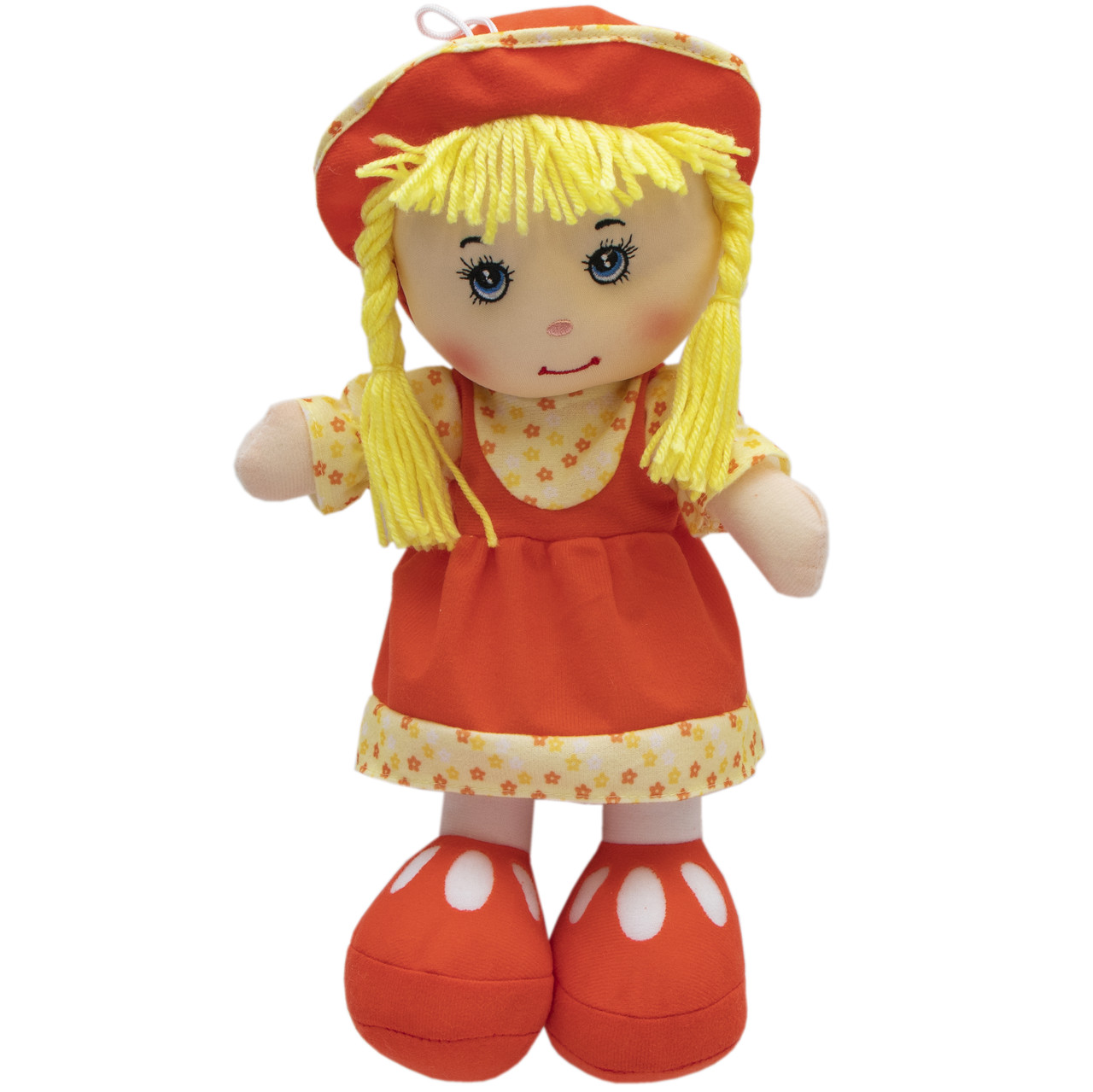 Лялька м'яка 36 см, червона сукня (860821)