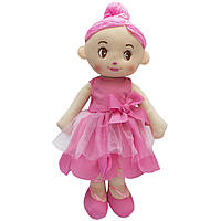 Мягкая игрушка кукла с вышитым лицом, 36 см, розовое платье (860951)