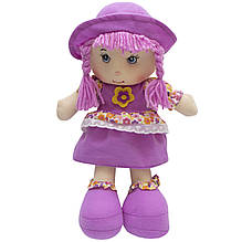 Лялька м'яка 36 см, фіолетова сукня (861026)