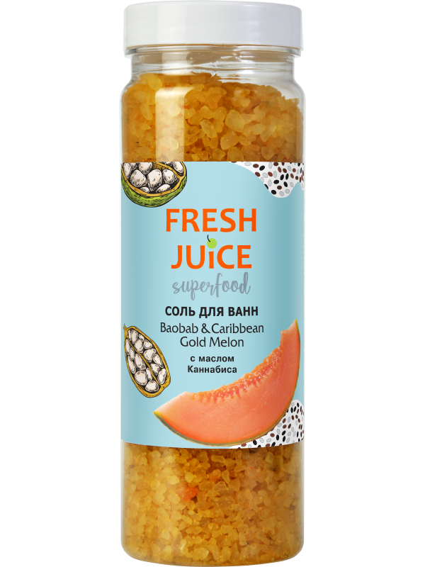 Сіль для ванн Superfood Baobab & Caribbean Gold Melon 700 г Fresh Juice
