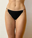 Жіночі одноразові стрінги процедурні зі 100% бавовни чорного кольору меленького розміру S, фото 5