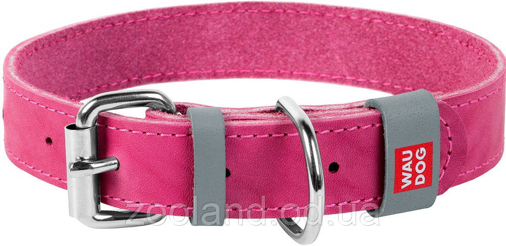 02177 Collar WauDog Classic Шкіряний нашийник рожевий, 30-39 см/20 мм