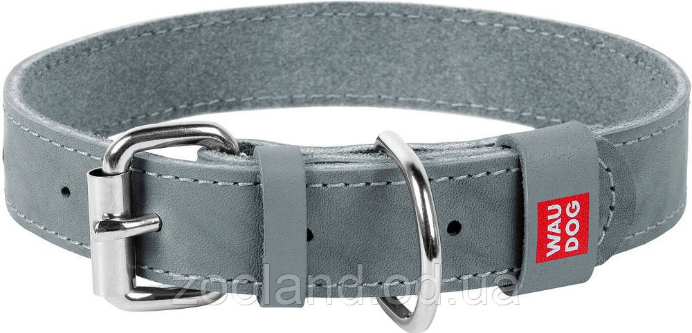 020711 Collar WauDog Classic Шкіряний нашийник сірий, 27-36 см/15 мм