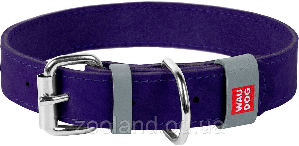 02079 Collar WauDog Classic Шкіряний нашийник фіолетовий, 27-36 см/15 мм