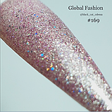 Гель лак рожевий з блискітками, шиммером, глітером Global Fashion №169 8ml, фото 5