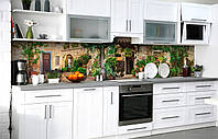 Кухонный фартук 3Д пленка Дворик Вероны фотопечать наклейка на стену Архитектура 600*2500 мм