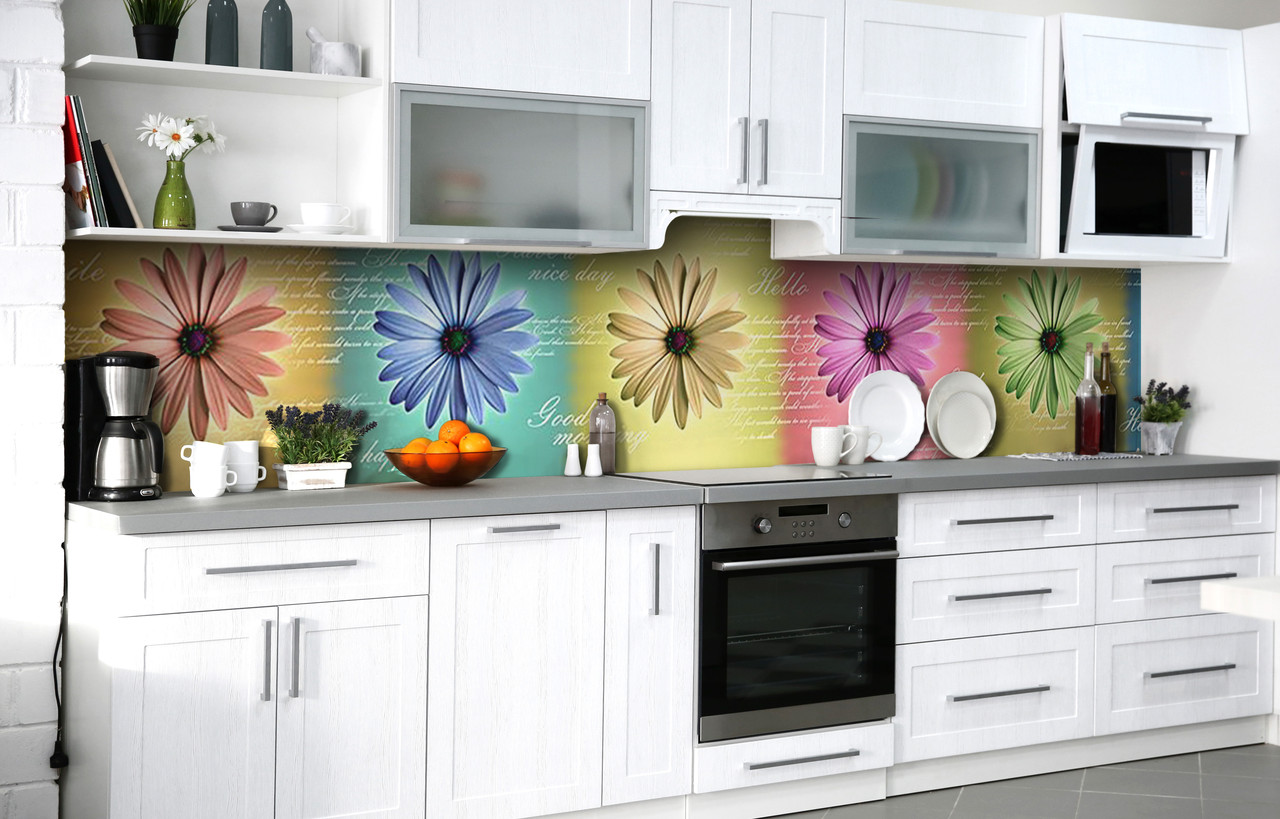 Кухонний фартух 3Д плівка Бліда веселка фотодрук наклейка на стіну Абстракція 600*2000 мм, фото 1