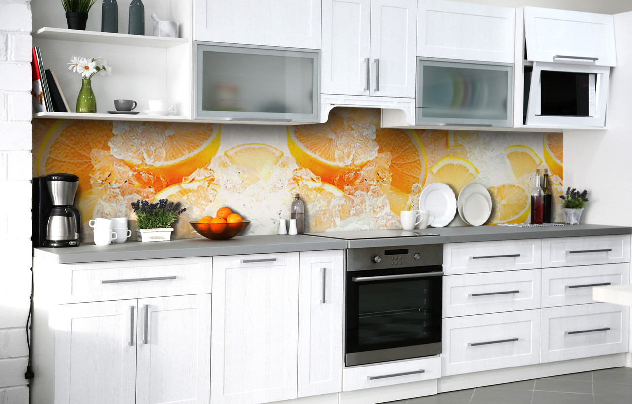 Самоклеюча Плівка для Фартуха Апельсиновий сорбет наклейка на стіну Абстракція 600*2000 мм, фото 1