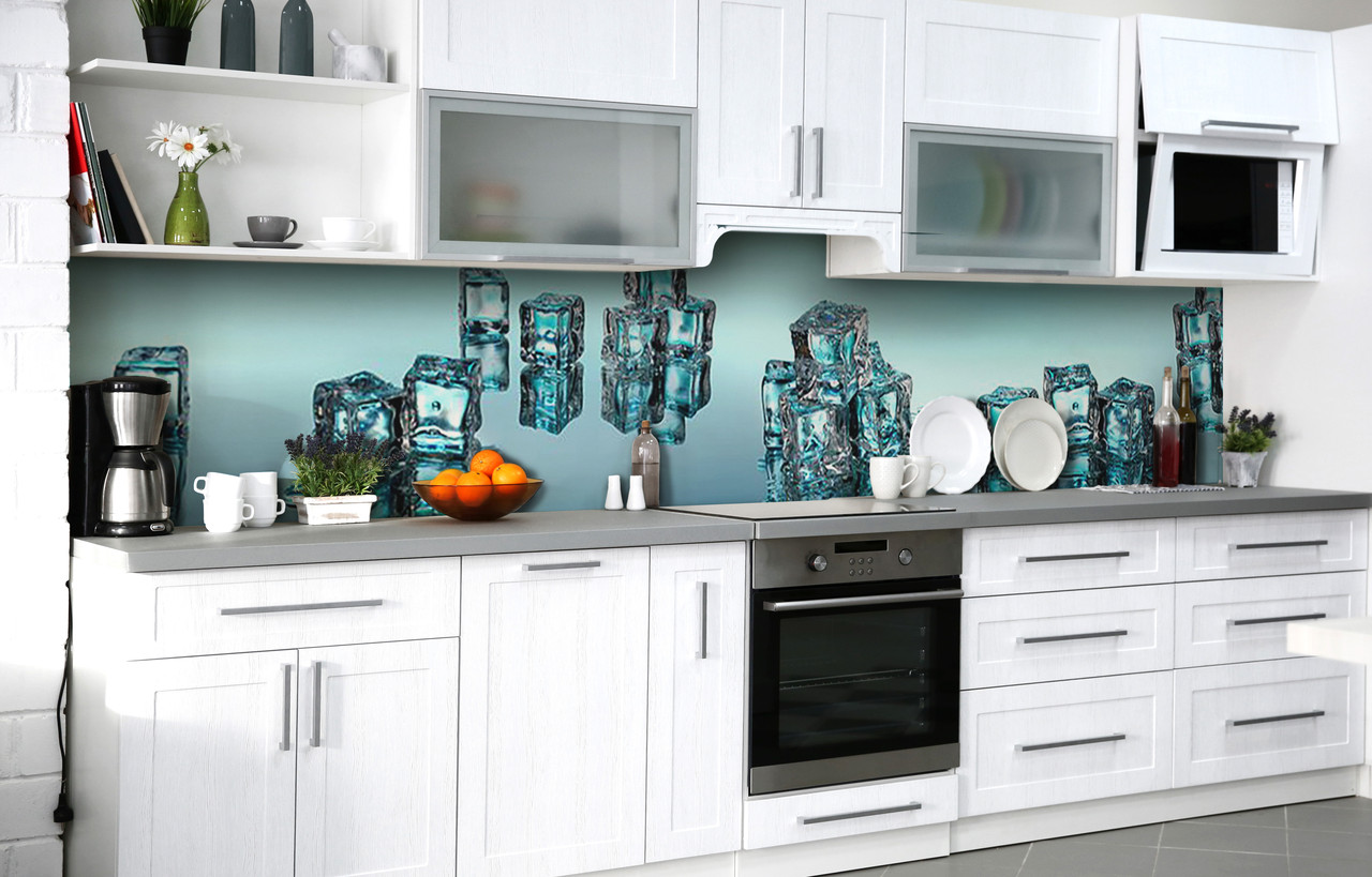 Кухонний фартух 3Д плівка Крижана бірюза фотодрук наклейка на стіну Абстракція 600*2000 мм