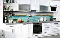 Самоклеющийся фартук для кухни Белеет парус одинокий кухонная наклейка на стену 60х300см Пейзаж