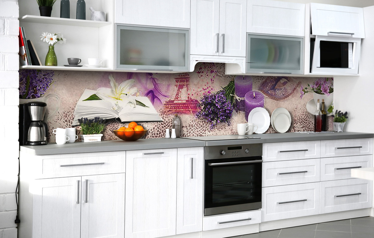 Кухонний фартух 3Д плівка Аромат лавандової свічки фотодрук наклейка на стіну Абстракція 600*2000 мм