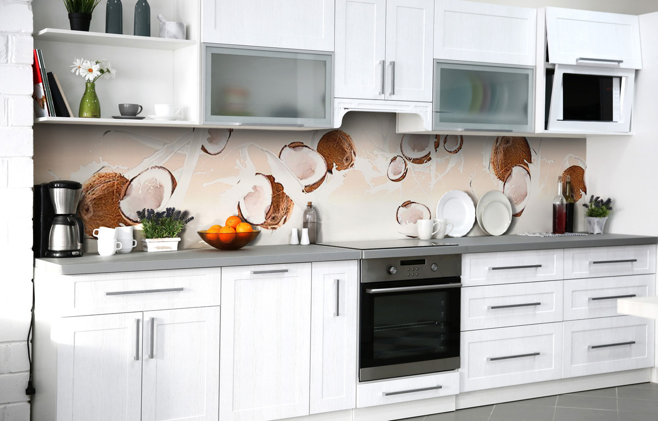 Самоклеюча плівка для фартуха Кокосове молоко наклейка на стіну Абстракція 600*2000 мм