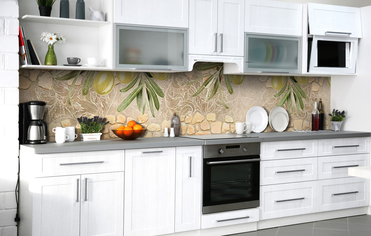 Самоклеюча Плівка для Фартуха Оливки у дворі наклейка на стіну Абстракція 600*2000 мм