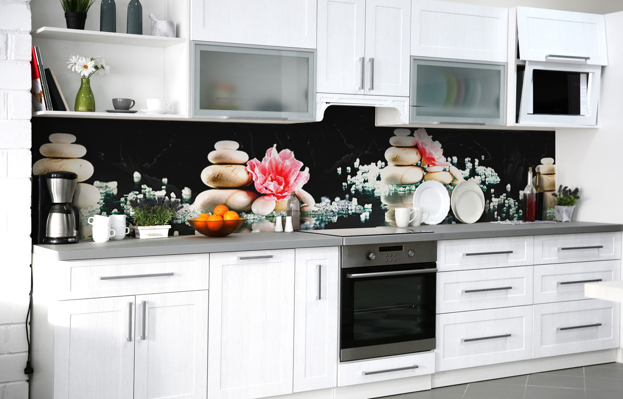 Самоклеюча Плівка для Фартуха Піраміди з круглого каміння наклейка на стіну 60х200см Абстракція чорний, фото 1