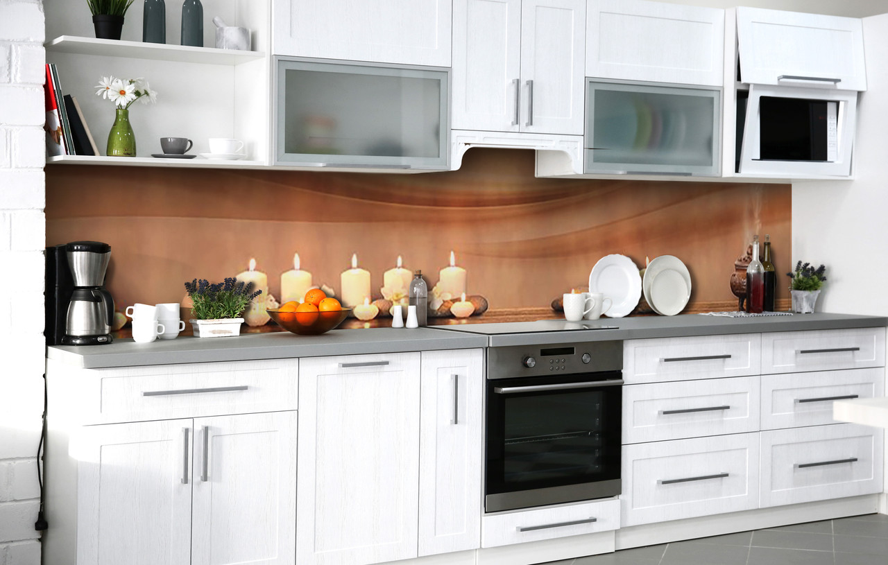 Кухонний фартух 3Д плівка Таїнство свічки фотодрук наклейка на стіну Абстракція 600*2000 мм