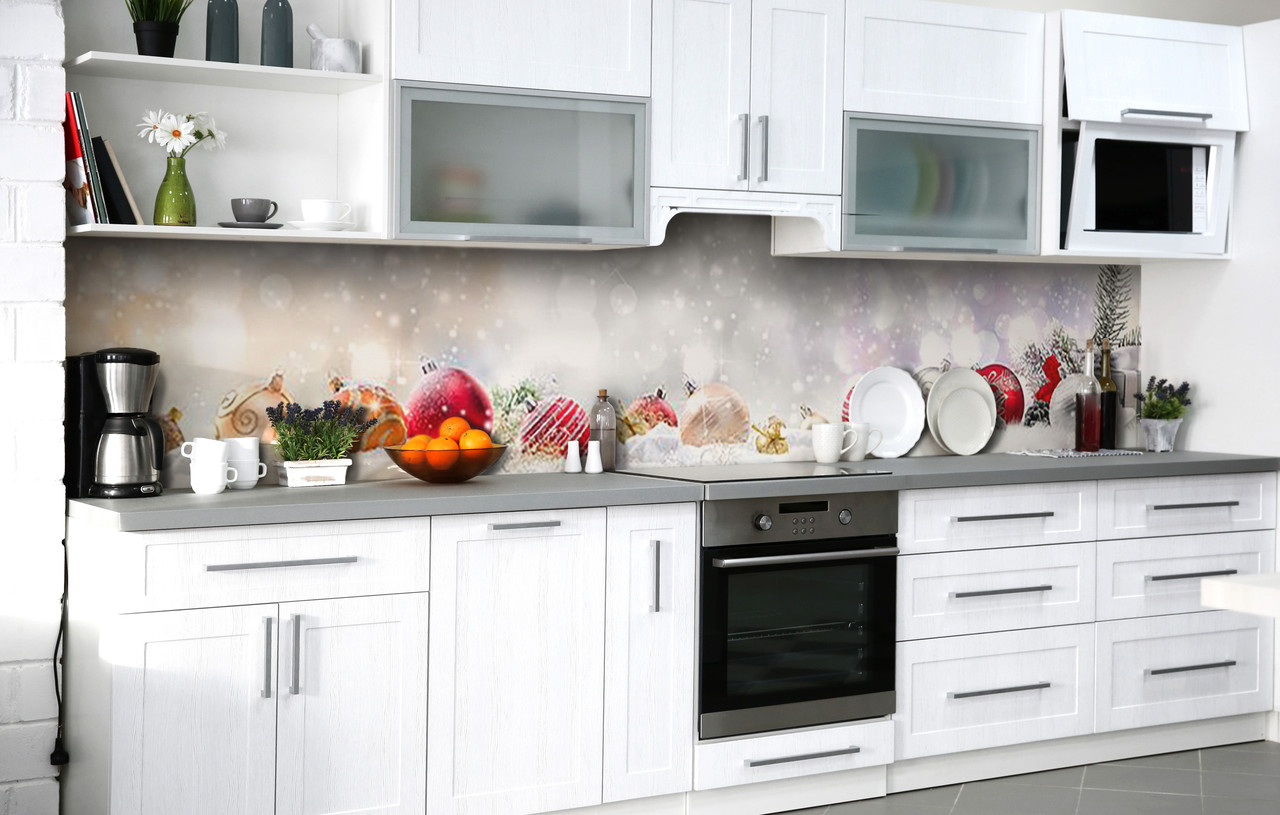 Самоклеюча Плівка для Фартуха Ялинкові кульки наклейка на стіну 60х200см Текстура