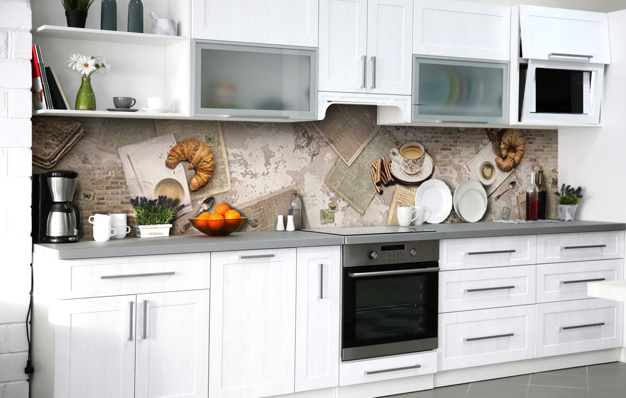 Самоклеюча Плівка для Фартуха Паризький круасан наклейка на стіну Абстракція 600*2000 мм