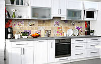 Самоклеющийся фартук для кухни Галечная мозаика кухонная наклейка на стену 60х300см Геометрические узоры