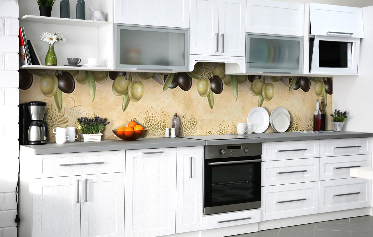 Самоклеюча Плівка для Фартуха Оливковий вінок наклейка на стіну Абстракція 600*2000 мм, фото 1