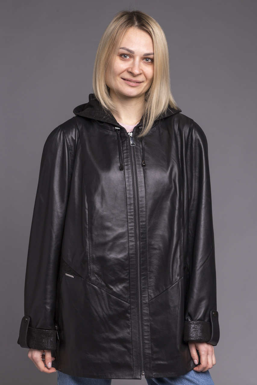 Женская кожаная куртка с капюшоном батальная: продажа, цена в Украине ...
