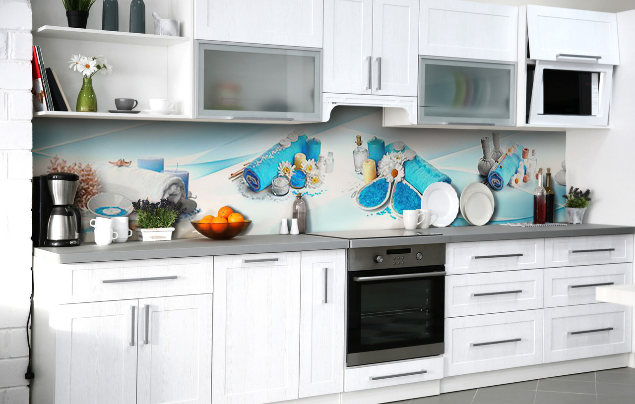 Самоклеюча Плівка для Фартуха Бірюзовий релакс наклейка на стіну Абстракція 600*2000 мм