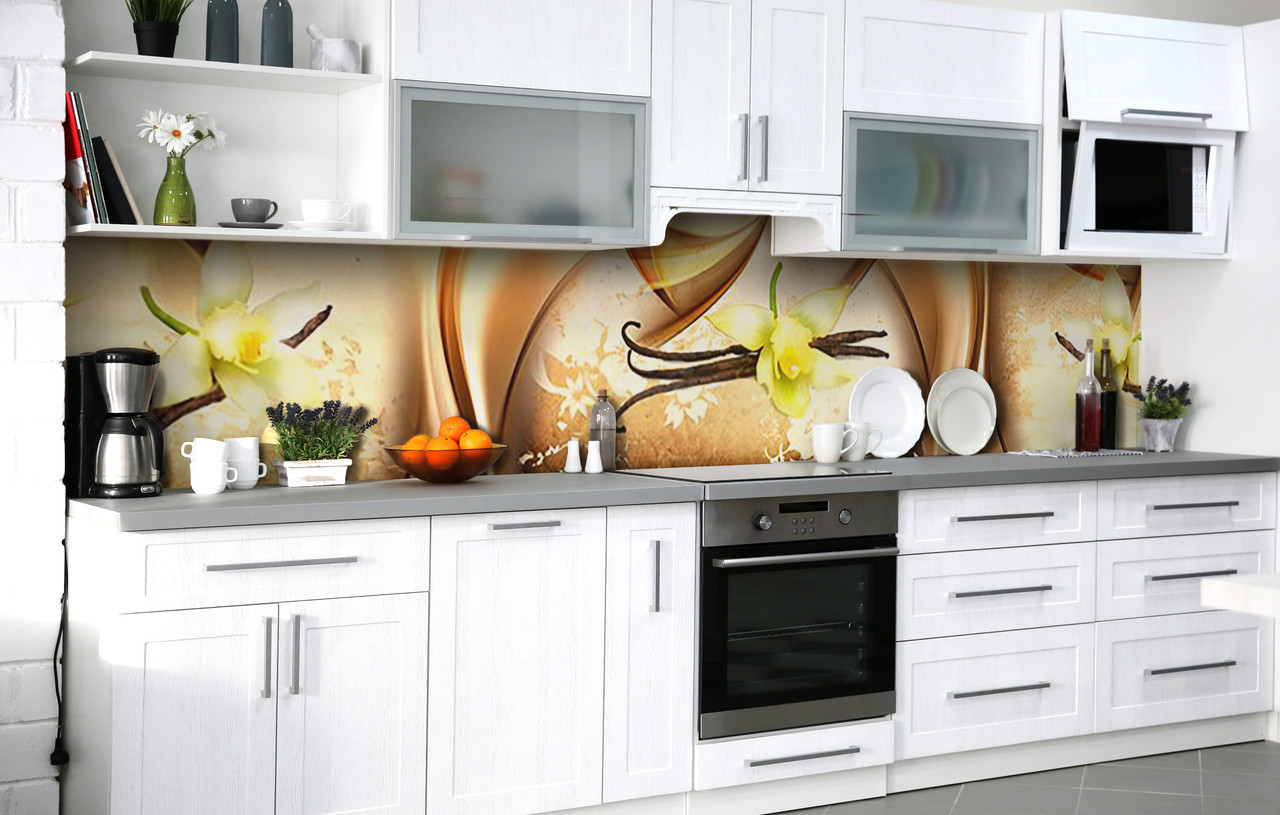 Кухонний фартух 3Д плівка Мадагаскарська ваніль фотодрук наклейка на стіну Абстракція 600*2000 мм