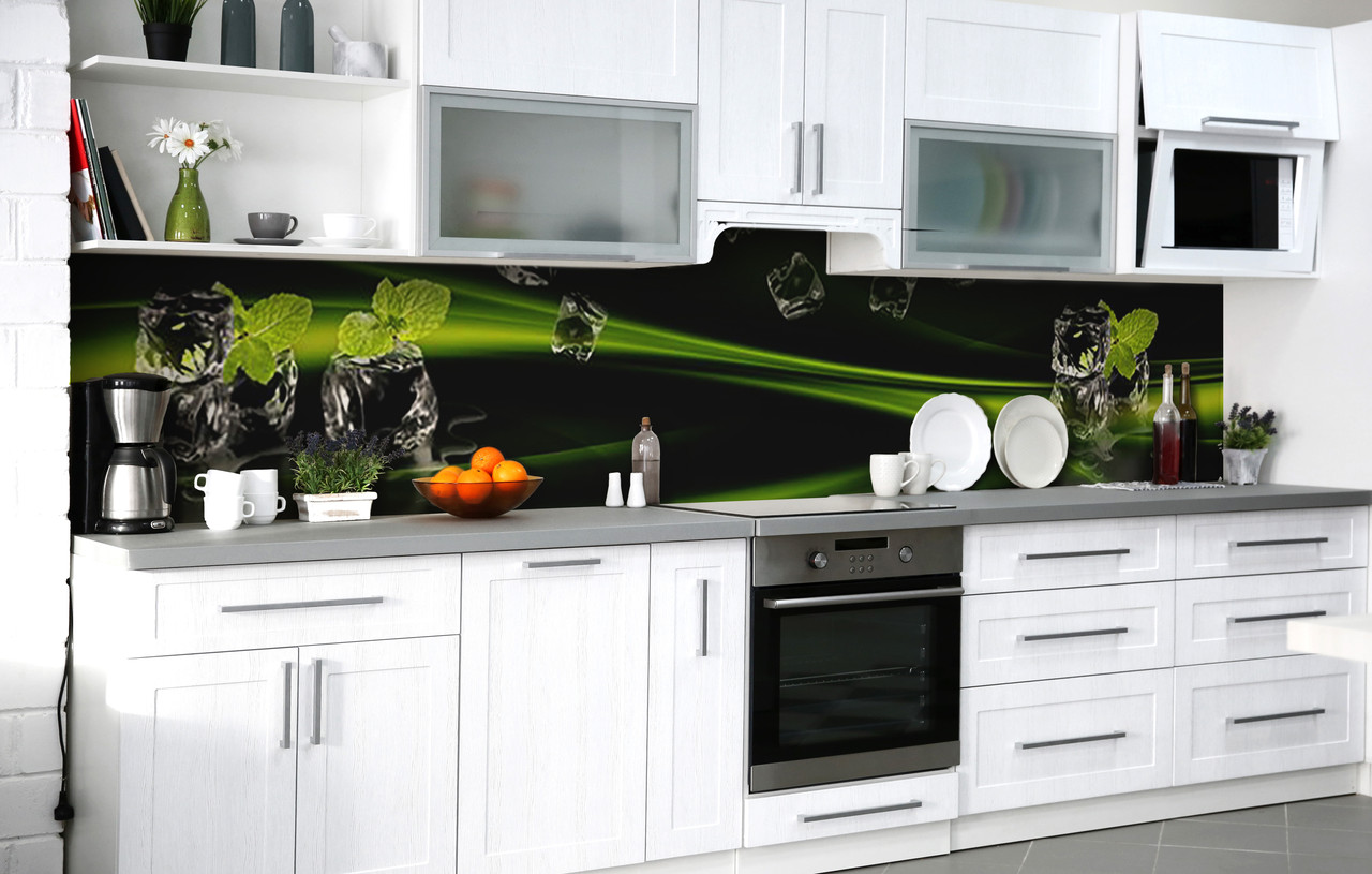 Самоклеюча Плівка для Фартуха М'ятний лід наклейка на стіну Абстракція 600*2000 мм, фото 1