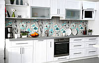 Кухонный фартук 3Д пленка Доски и Цветы Прованс фотопечать наклейка на стену 60х250см под дерево Серый