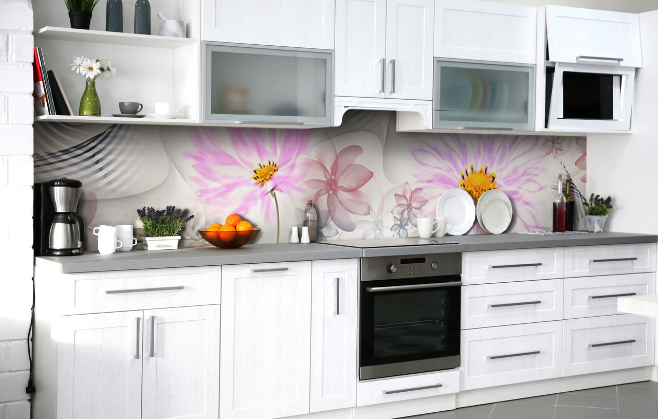 Самоклеюча Плівка для Фартуха Абстрактні Ромашки наклейка на стіну Квіти Рожевий 600*2000 мм, фото 1