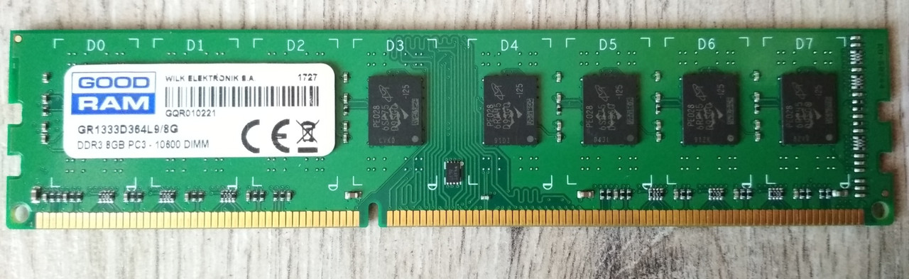 8 GB Intel DDR3 1333MHz GoodRam PC3 10600U 2Rx8 RAM Оперативна пам'ять Різні