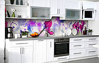 Самоклеющаяся Пленка для Фартука Каллы сливового цвета наклейка на стену 60х250см Цветы