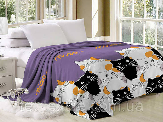 Плед з мікрофібри Велсофт Коти м'яу 200х220 см, фото 1