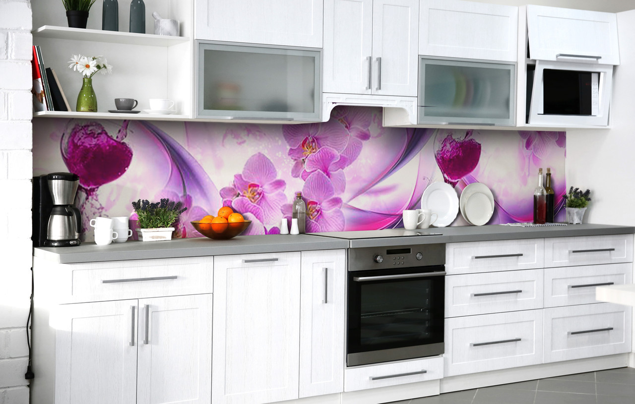 Кухонний фартух 3Д плівка Фіолетовий лікер фотодрук наклейка на стіну Абстракція 600*2000 мм