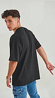 Оверсайз футболка чоловіча чорна однотона з вертикальним швом на спині Широкая чёрная футболка мужская базовая