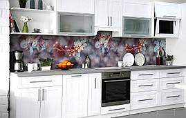 Самоклеюча плівка для фартуха цвітіння Абрикоса Вишні наклейка на стіну 60х200см Квіти незвичайні Блакитний