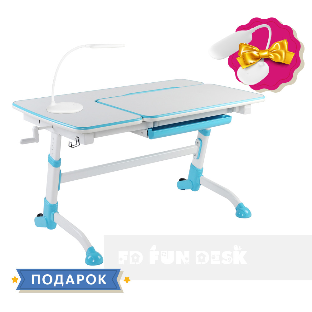 Дитяча парта для школяра FunDesk Amare Blue з висувним ящиком, фото 1