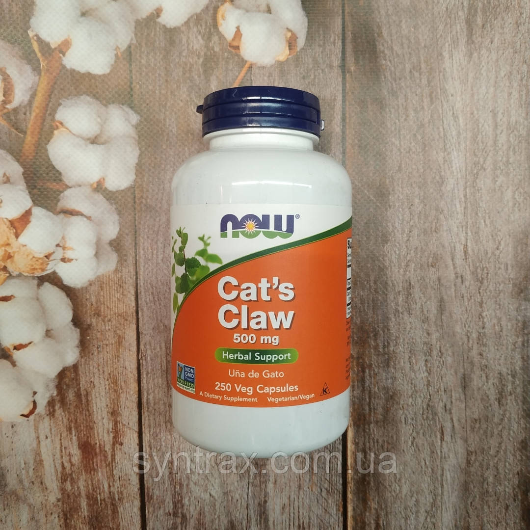 Now Foods Cat's Claw 250 veg caps 500 mg, кошенячий кіготь підтримання імунітету
