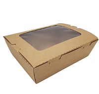 Контейнер для еды с крафт картона с окном 900мл, упаковке 100 шт, (8.60 грн/шт), фото 1