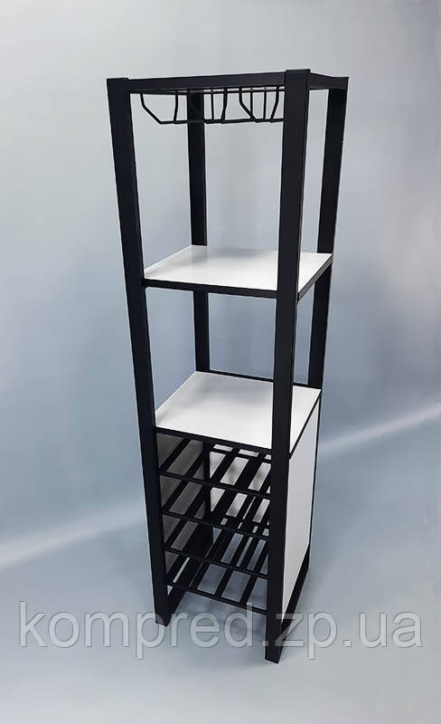 Винна шафа в стилі Лофт 400х300х1500мм (полиці ЛДСП) Чорна Kompred OL434, фото 1
